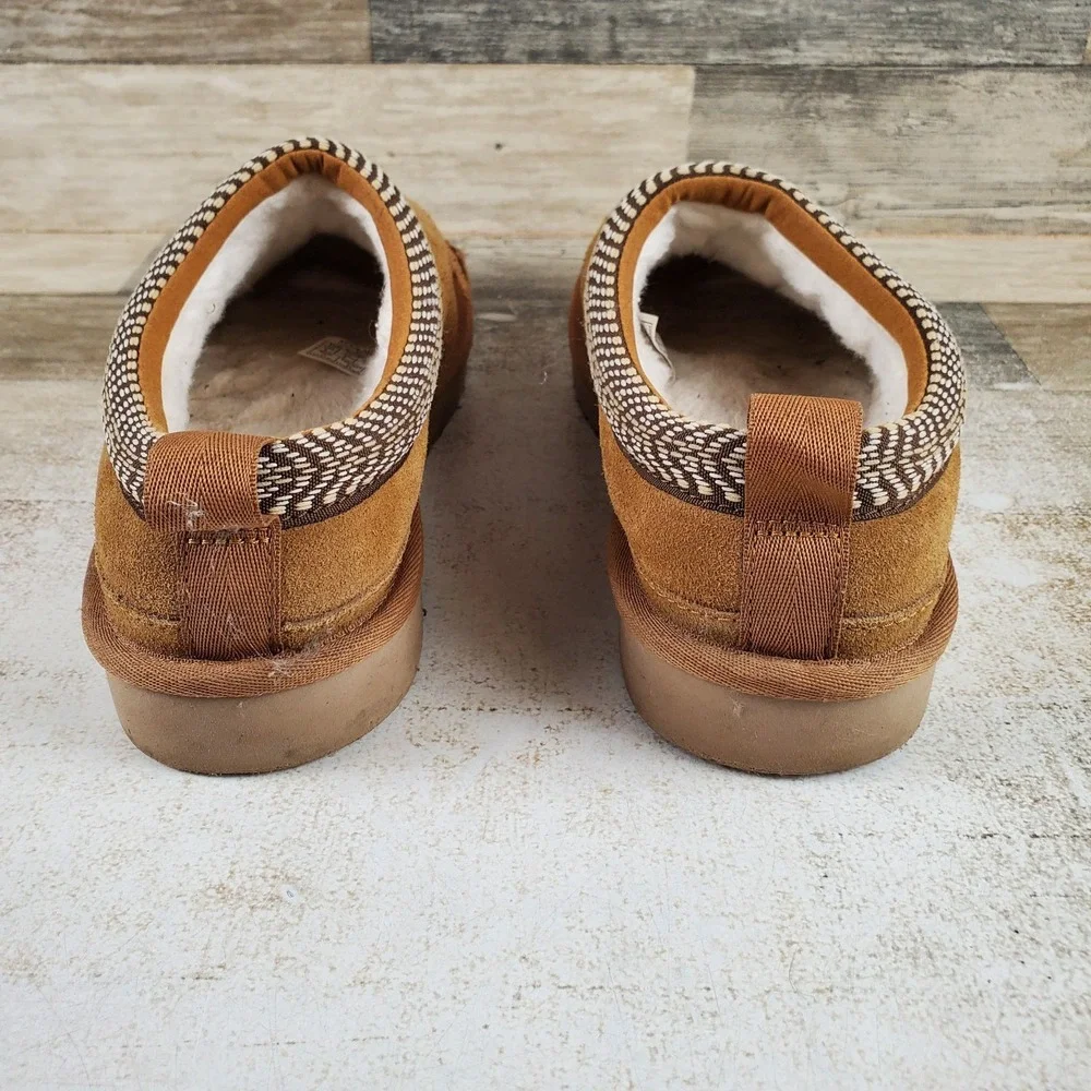 Koolaburra by UGG Burree Mens Slippers Sz 9 Chestnut Suede Slip-On Fleece Lined